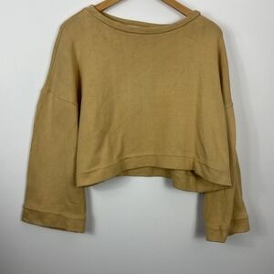 Hackwith Design House‎ Crop Boxy Lagenlook Sweater Top Bell Sleeve M/L